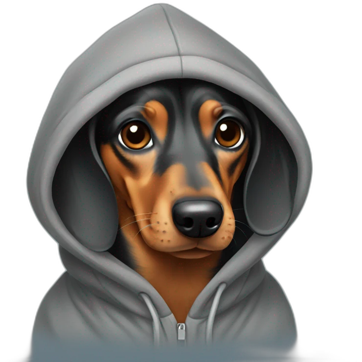 dachshund wearing a hoodie emoji