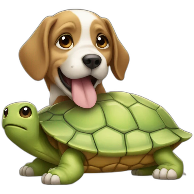 Chien sur une tortue emoji