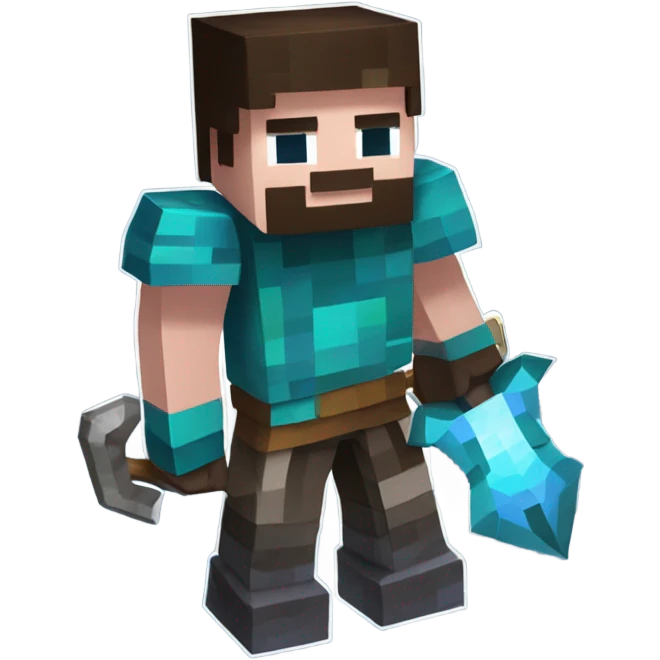 Minecraft Steve with netherite armor and tools emoji