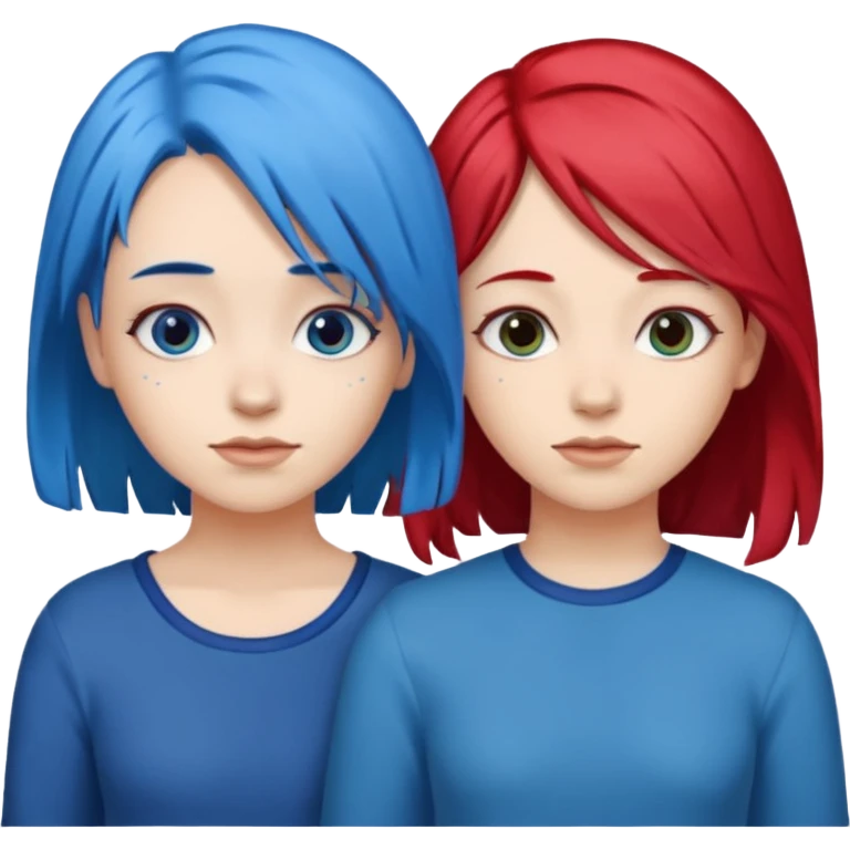 👭one having blue hair and one having red hair emoji