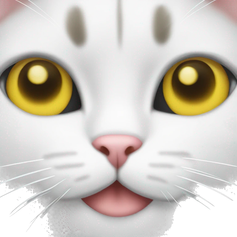 White fat yellow eyed cat emoji