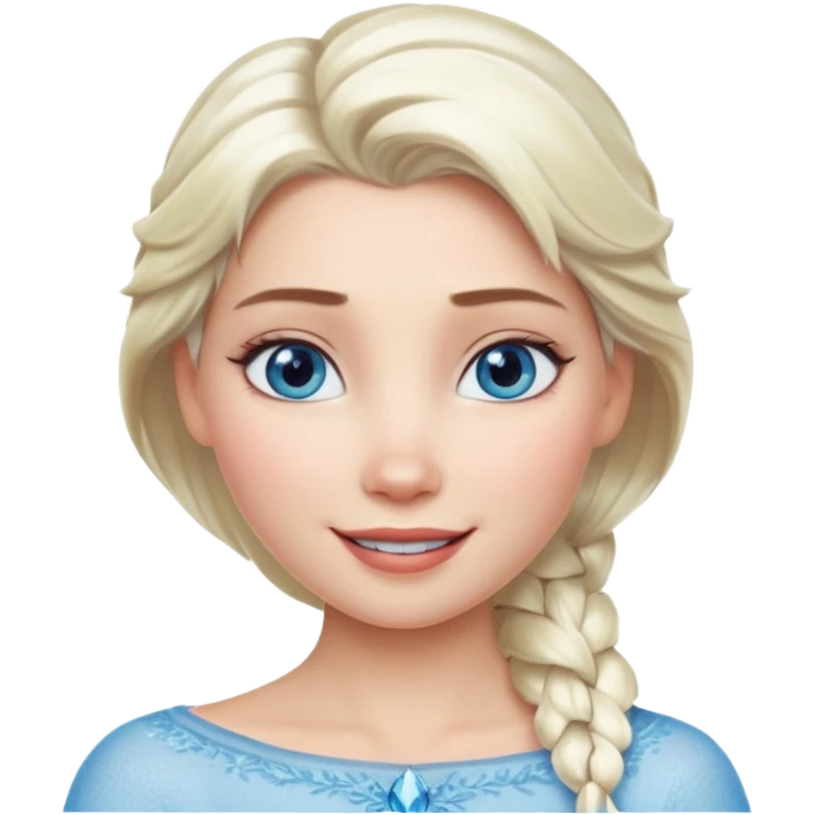 Кинематографический реалистичный портрет Эльзы с реалистичной текстурой кожи, мягким естественным освещением и изящно детализированными платиново-русыми волосами Её  выразительные голубые глаза излучают уверенность, спокойное выражение. Морозная свежесть  emoji