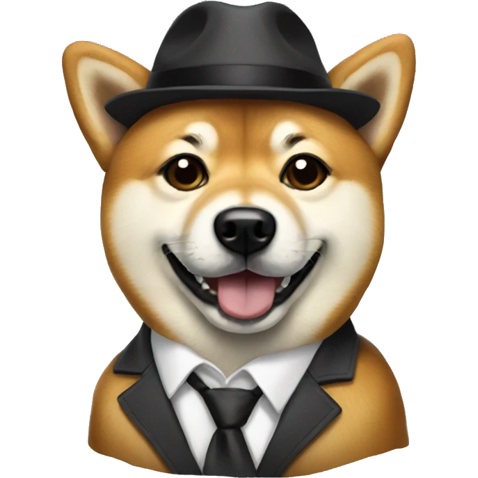 A realistic shiba with a suit wearing glasses emoji