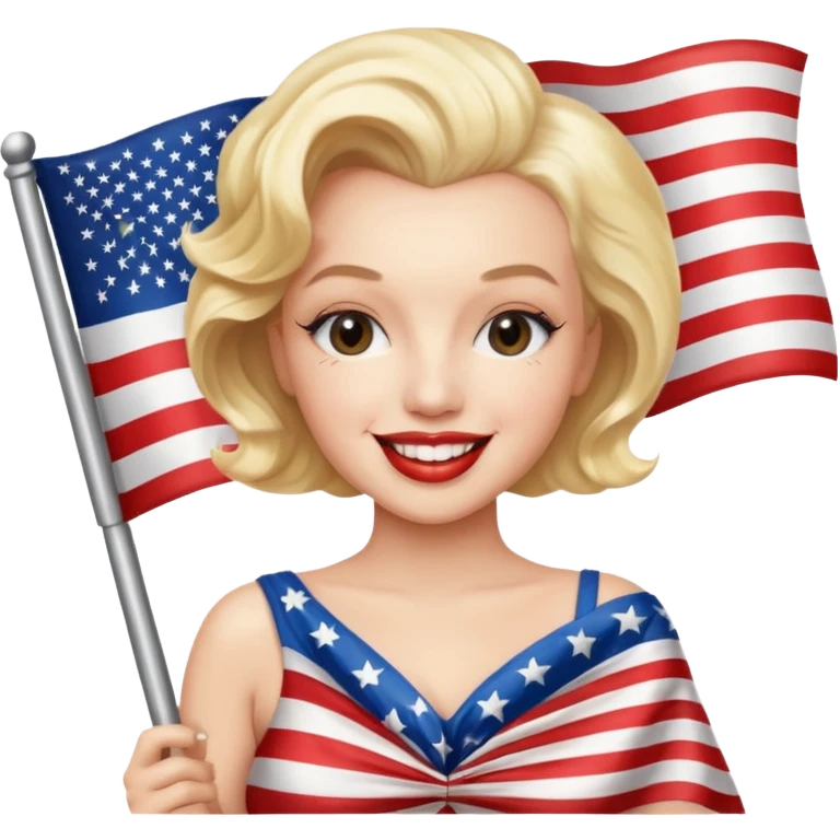 Marilyn Monroe, with american flag emoji