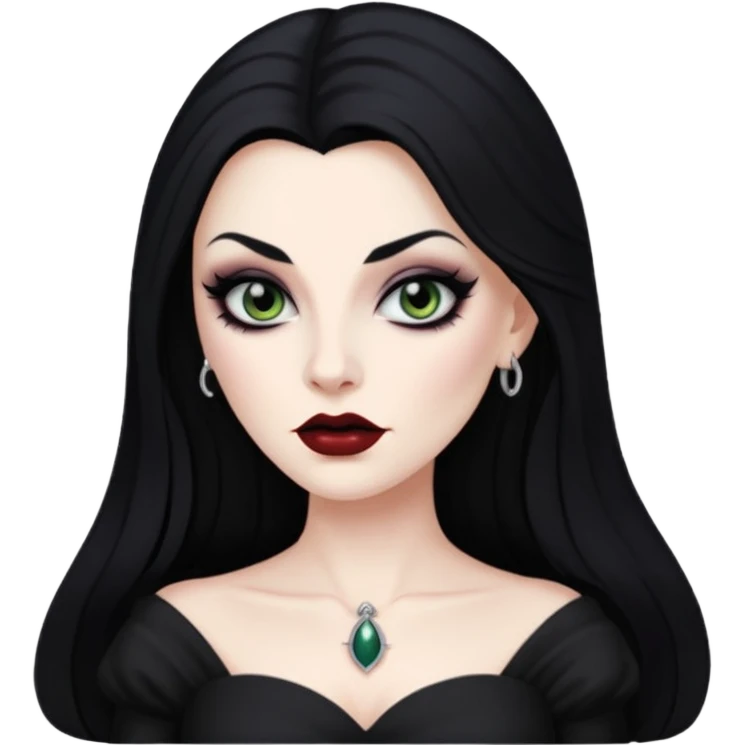 Vampira with long black hair emoji