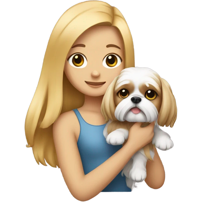 golden hair girl with shih tzu dog emoji