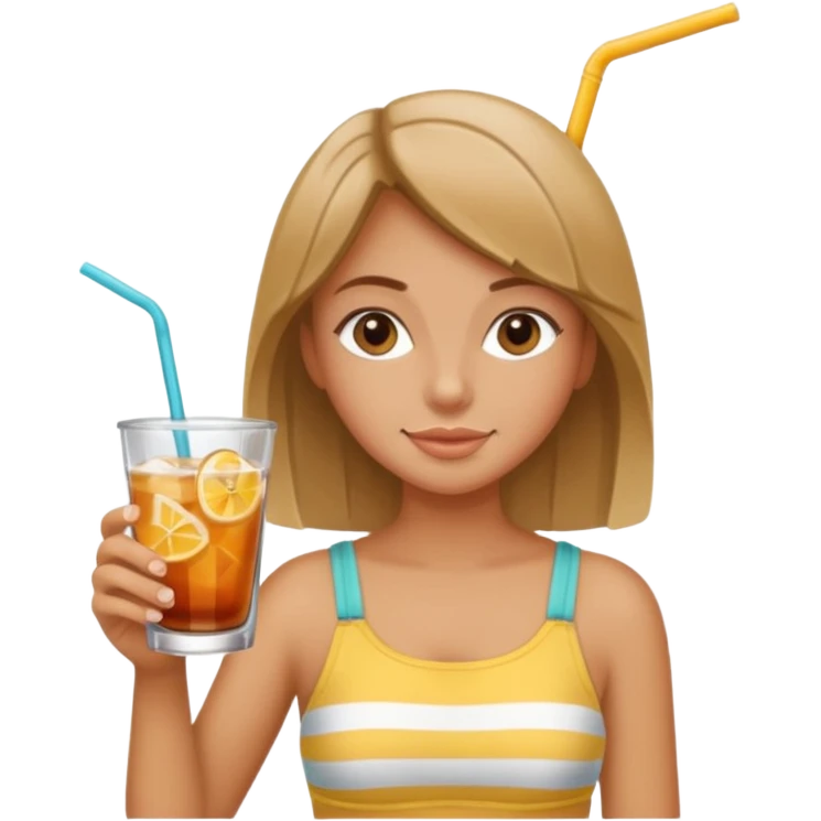 girl with drink , beach style glass emoji