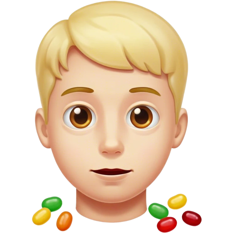 Boy with jelly bean face emoji