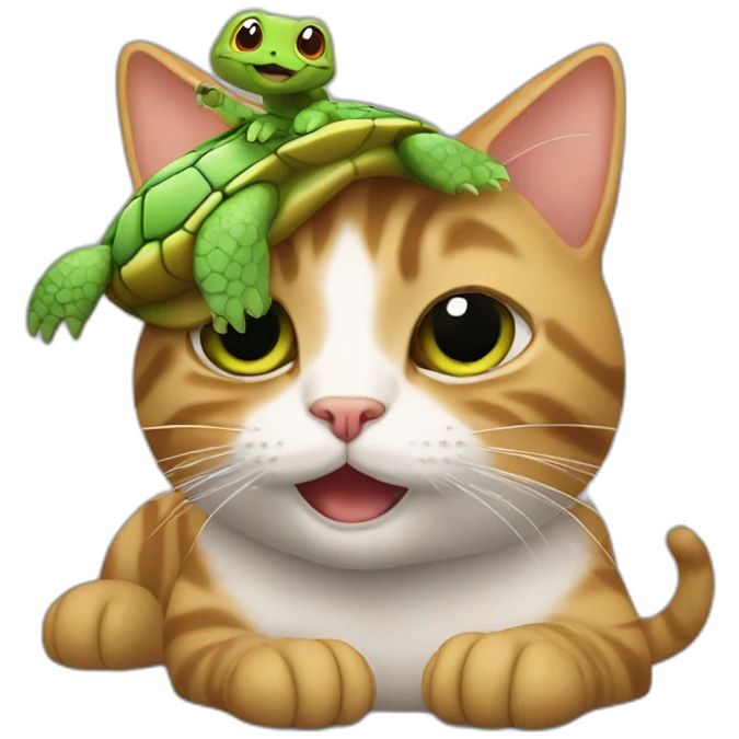 Cat with a turtle combinaison emoji