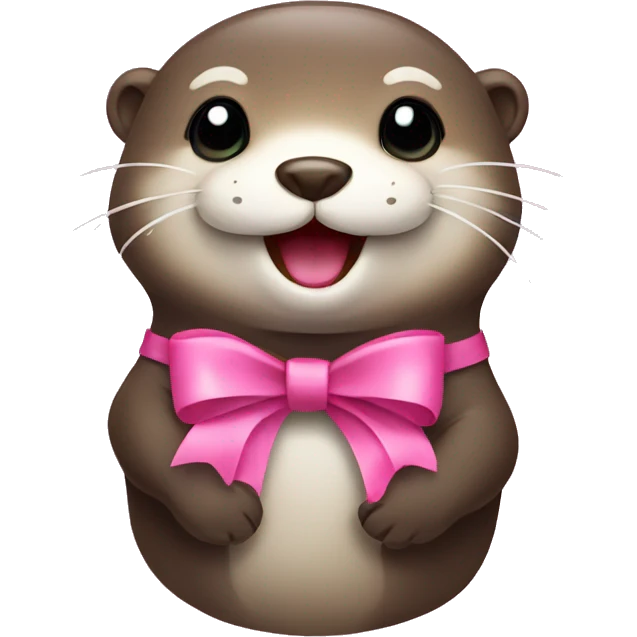 Happy Otter with pink bow  emoji