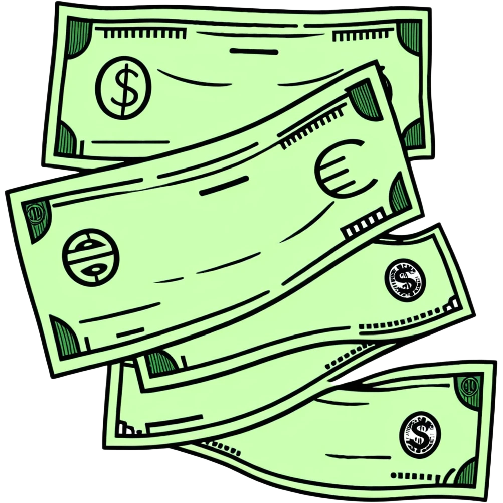 three dollar bills emoji