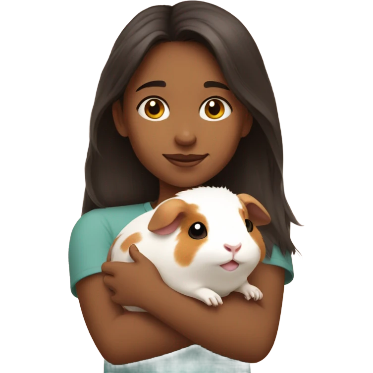 A girl cuddling a guinea pig emoji