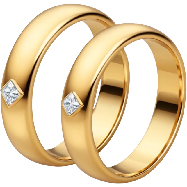 wedding rings, one ring for woman with diamond, second ring for man without diamond emoji