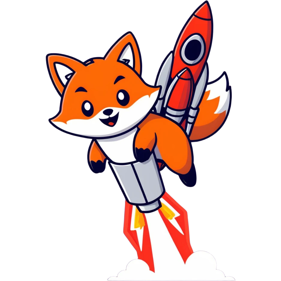 Evil Fox launches a rocket emoji