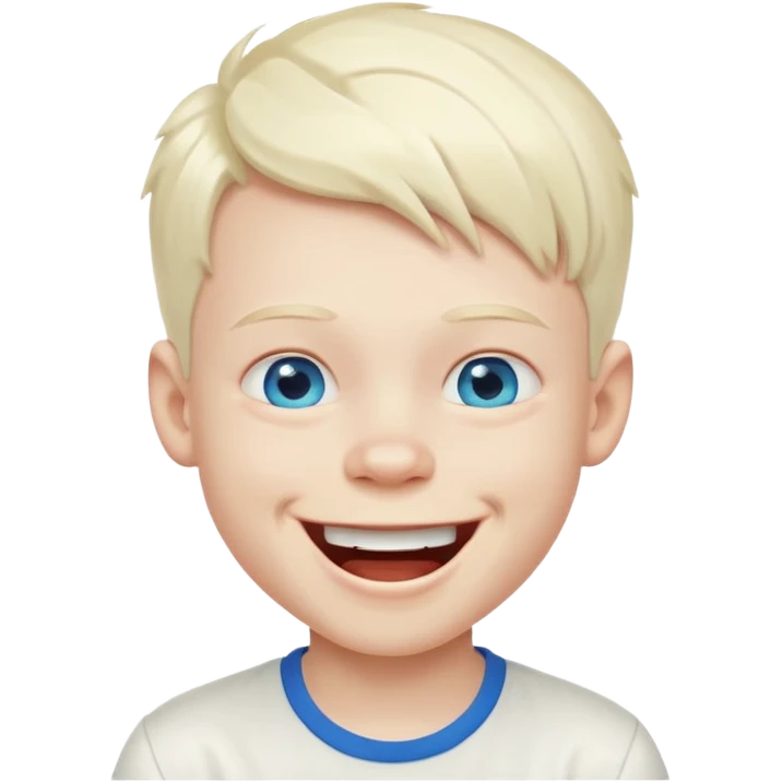 albino boy laughing white shirt emoji