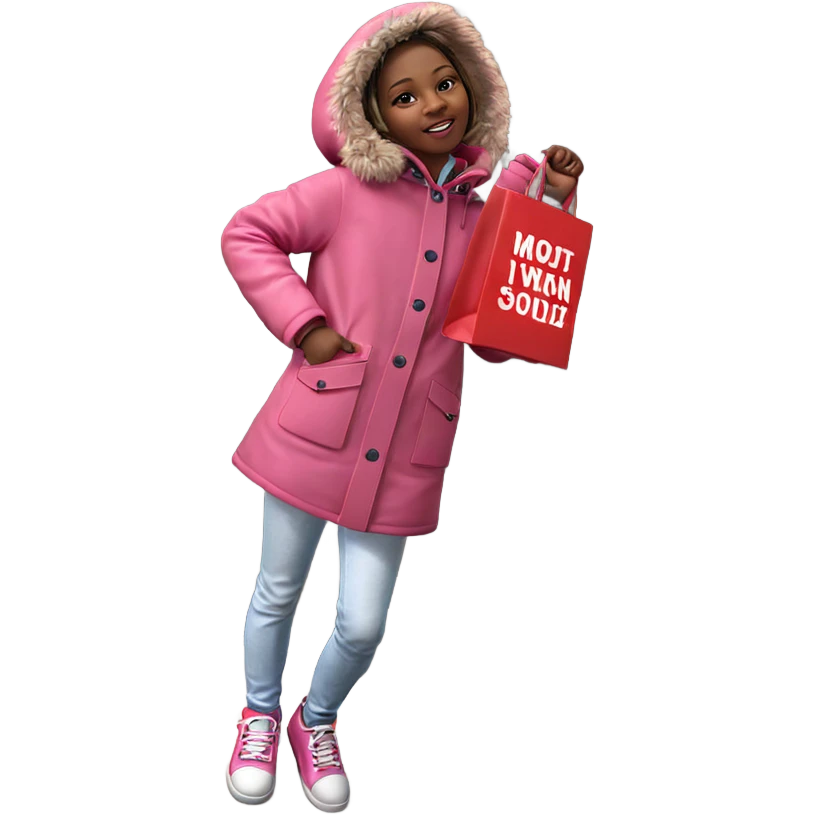 girl in pink coat standing emoji