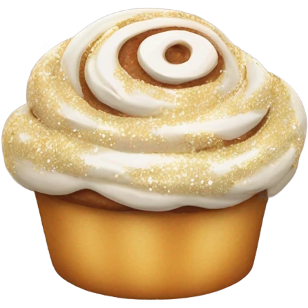 Cinnabon with buttercream and glitter emoji
