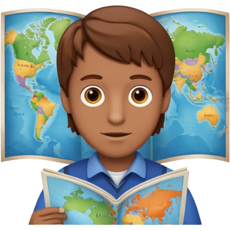 Doug have a map and learning English emoji
