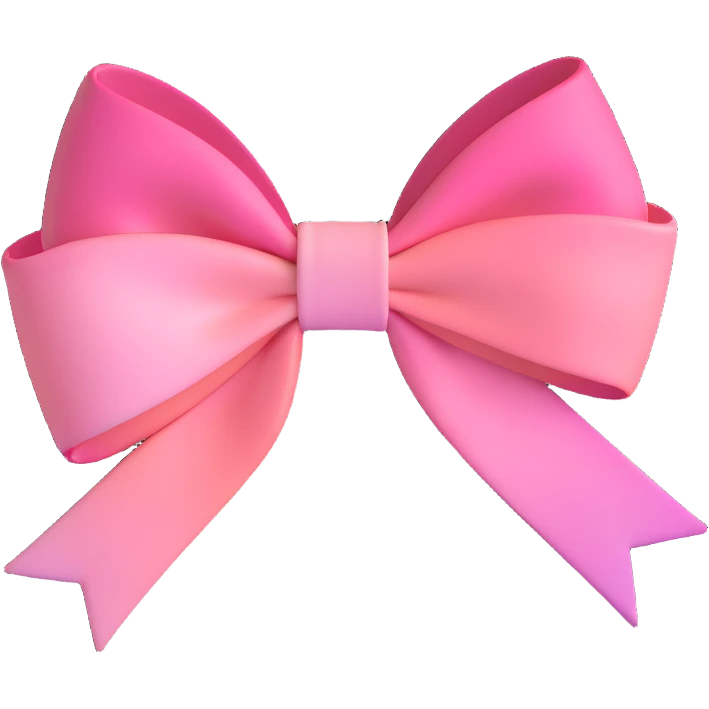 3D emoji style pink bow with gothic effect, pastel pink to black gradient,, remove background emoji