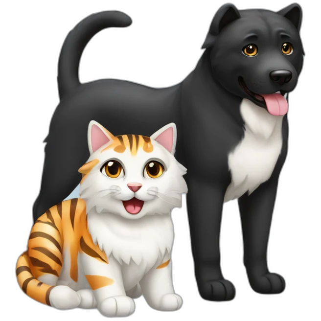 cat-tiger-with-samoyed-and-black-labrador emoji