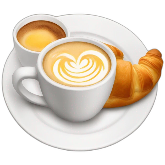 latte with a croissant in a breakfast plate emoji