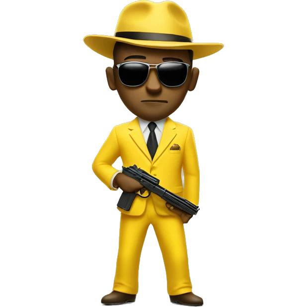 yellow suit mafia with thompson gun and sunglasses emoji