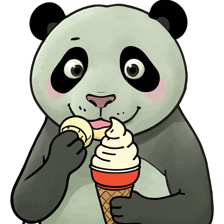Panda eating ice cream emoji