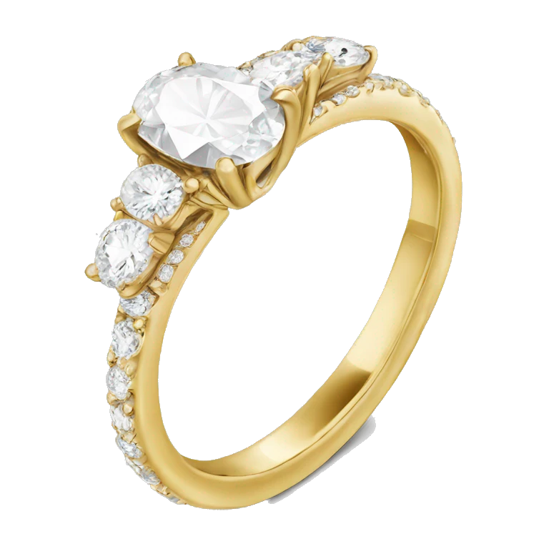 Oval diamond ring with gold and diamond band emoji