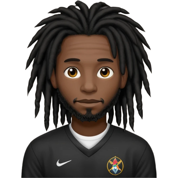 black dreadlocks man with black jersey emoji