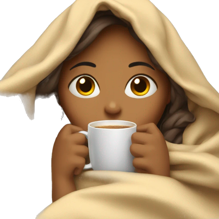 girl inside a blanket sipping coffee eyes closed emoji