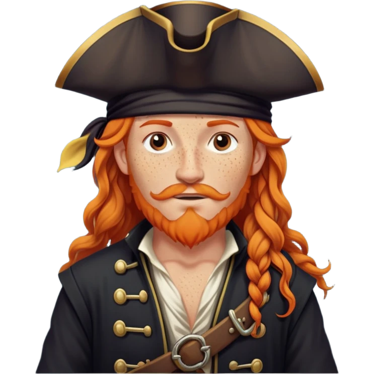 Long orange haired pirate with freckles and also in Ottoman style emoji