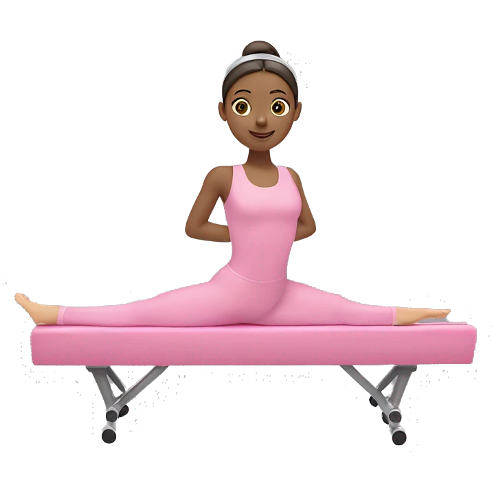 Girl doing Pilates in reformer With a pink ballet wrap and ￼ tiara ￼ emoji