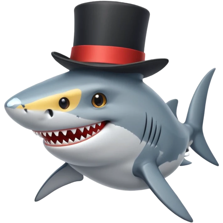 Shark with a top hat emoji