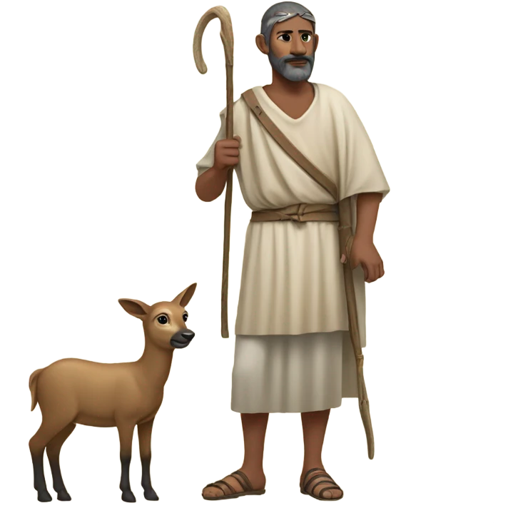 10th century shepherd with short tunic and fawn emoji