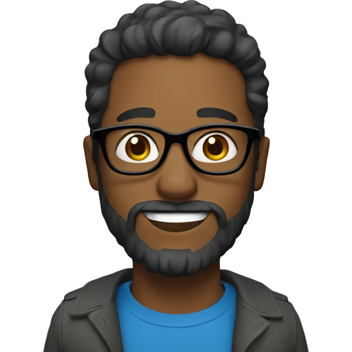 Brown -skin man, with beard and blue glasses emoji