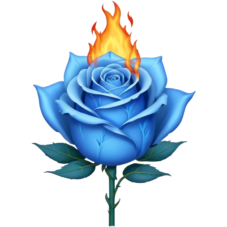 Create blue rose burning in blue flame emoji