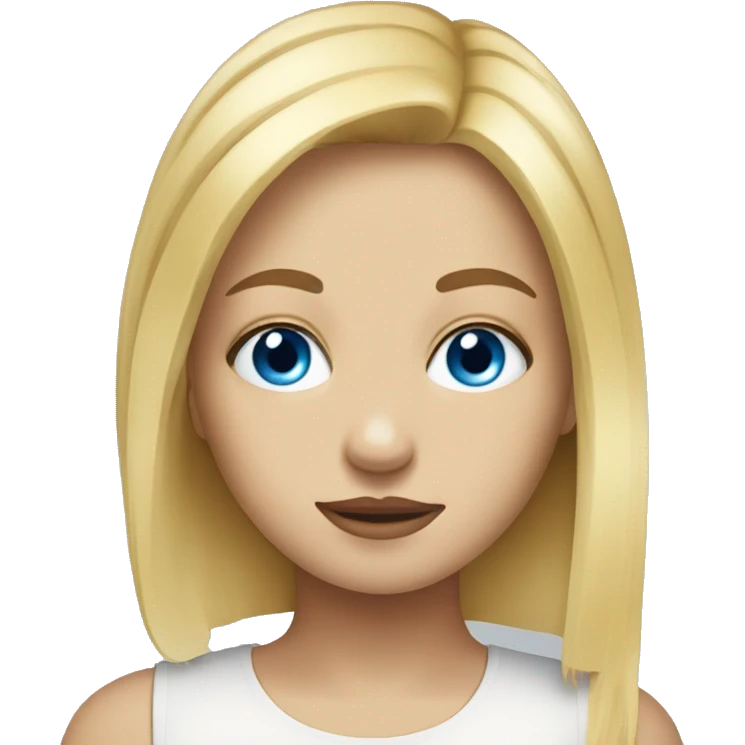 head and neck of Blonde girl blue eyes portrait emoji