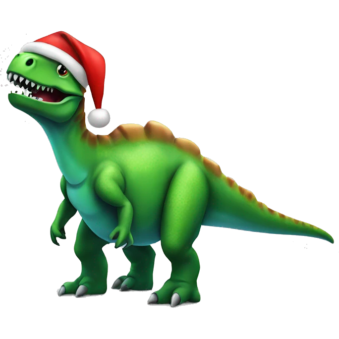dinosaur in a santa hat emoji