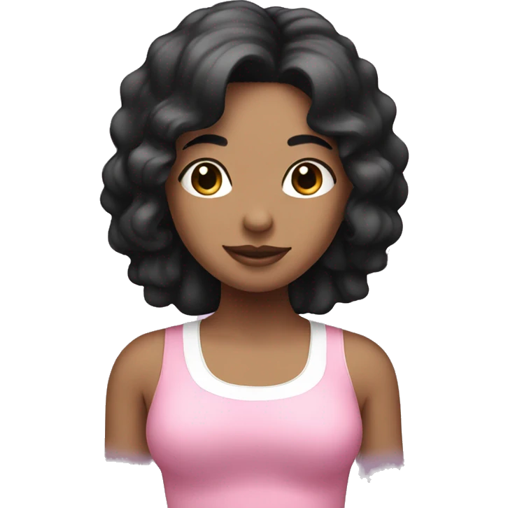 Pink Pilates with black hair and white skin emoji