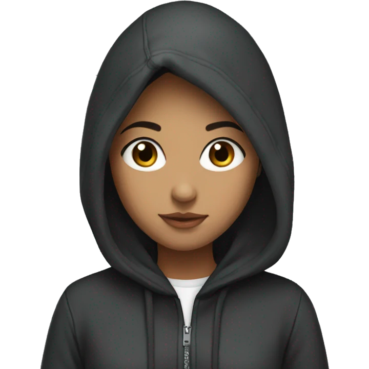 Pretty girl with black hair and wearing a hoodie  emoji