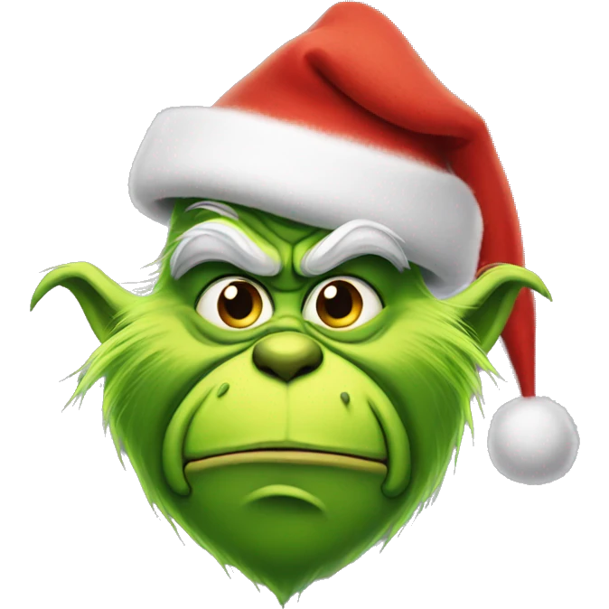 Grinch wearing a Christmas hat emoji