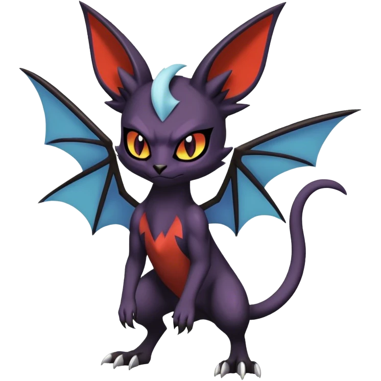 Edgy Cool Litten-Noivern-Noibat-Absol-Bat-Cat-Pokémon Full Body emoji