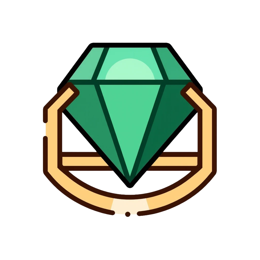 Elegant diamond ring with gold band and emerald-shaped diamond gemstone emoji