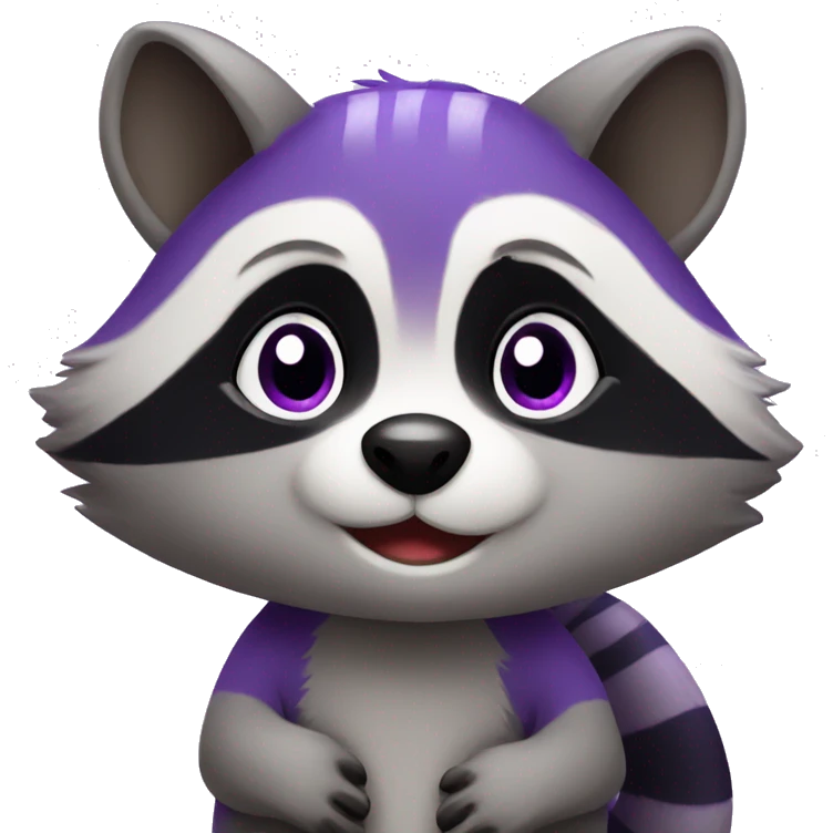 Cute violet raccoon LOVE emoji