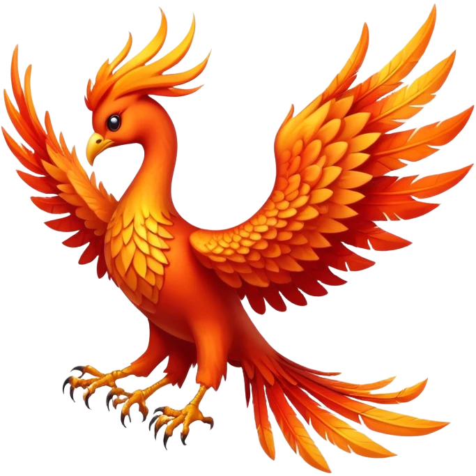 Magical phoenix bird with fire wings emoji