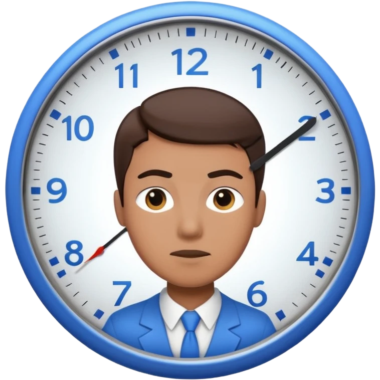 Office worker looking at a clock, blue color emoji