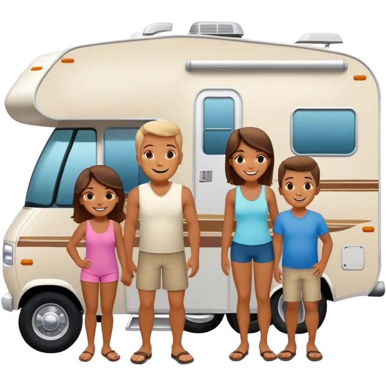 rv travel trailer happy family emoji