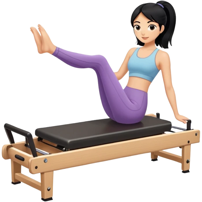 Girl with black hair doing Pilates on reformer machine emoji