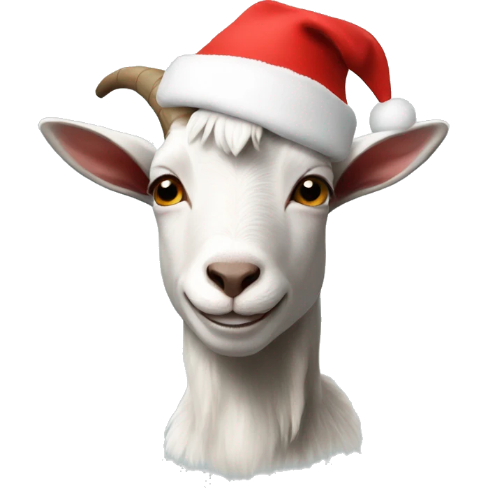 Goat with a christmas hat emoji
