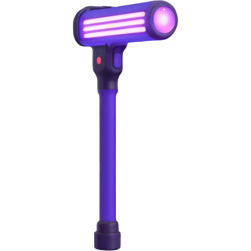 BTS nightstick, 3D emoji style, shiny and glowing, purple light, simple background emoji